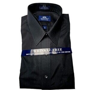 Stafford Dress Shirt Men's 16/33 Wrinkle Free Black Broadcloth RN93677 MINT NEW!